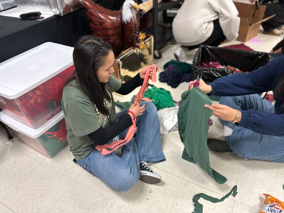 Student Council officer Amillion Soriano makes dog chew toys out of old shirts